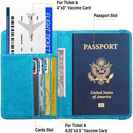 FACATH Passport Holder Cover Case Travel Wallet Case Passport Cards Protector Leather Card Case RFID Blocking Travel Accessories Document Organizer