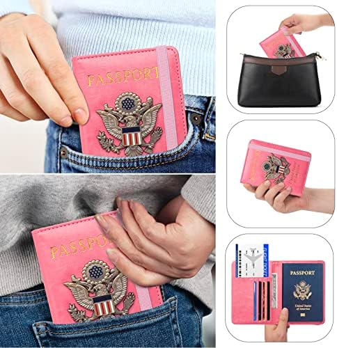 FACATH Passport Holder Cover Case Travel Wallet Case Passport Cards Protector Leather Card Case RFID Blocking Travel Accessories Document Organizer