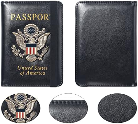 FACATH Passport Holder Cover Case Travel Wallet Case Passport Cards Protector Leather Card Case RFID Blocking Travel Accessories Document Organizer
