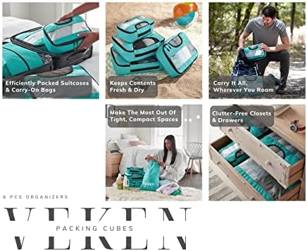 51TAn-YeXFL._AC_.jpg 6 Set Packing Cubes for Suitcases, Travel Organizer Bags for Carry on Luggage, Veken Suitcase Organizer Bags Set for Travel Essentials Travel Accessories in 4 Sizes(Extra Large, Large, Medium, Small)