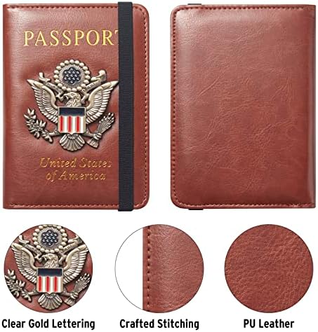 FACATH Passport Holder Cover Case Travel Wallet Case Passport Cards Protector Leather Card Case RFID Blocking Travel Accessories Document Organizer