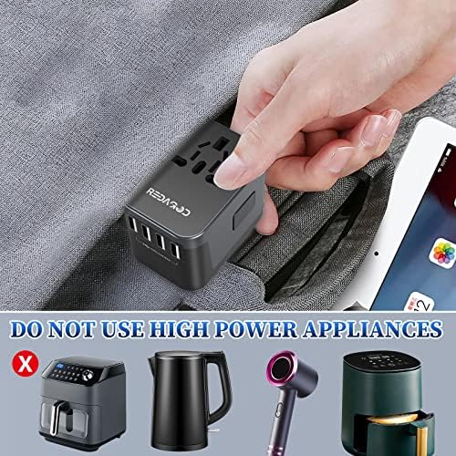 51bLaWhv1UL._AC_.jpg Universal Travel Adapter, Redagod International Adaptor 4 USB A 1 USB C Ports, AC Power Plug Adapter All-in-one Travel Charger Outlet Converter for Europe UK AUS Asia Japan Covers 200+Countries