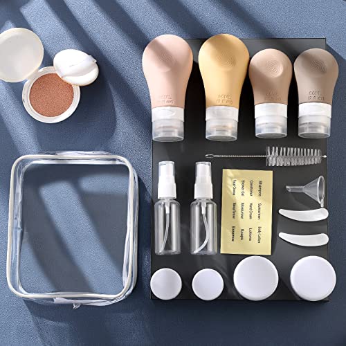 51ca9T6oH-L.jpg 16 Pack Travel Bottles Set for Toiletries, Gemice TSA Approved Travel Size Containers Leak Proof Silicone Squeezable Tubes Travel Accessories 2oz 3oz for Shampoo Conditioner Lotion Body Wash