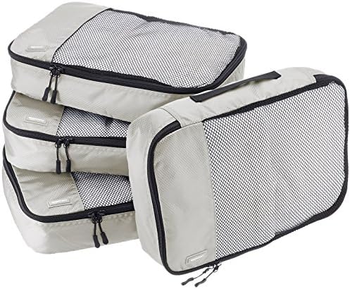51e20vb2FIL._AC_.jpg Amazon Basics 4 Piece Packing Travel Organizer Cubes Set, Medium, Gray