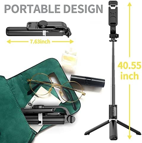 51f7xzY1oSL._AC_.jpg Selfie Stick Tripod, All in One Extendable & Portable iPhone Tripod Selfie Stick with Wireless Remote Compatible with iPhone 14 13 12 11 pro Xs Max Xr X 8 7, Galaxy Note10/S20/S10/OnePlus 9/9 PRO etc