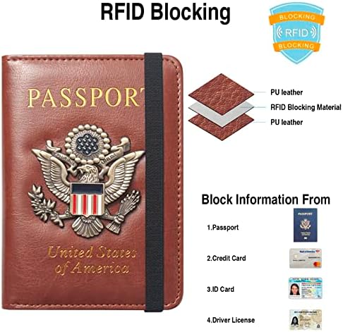 FACATH Passport Holder Cover Case Travel Wallet Case Passport Cards Protector Leather Card Case RFID Blocking Travel Accessories Document Organizer