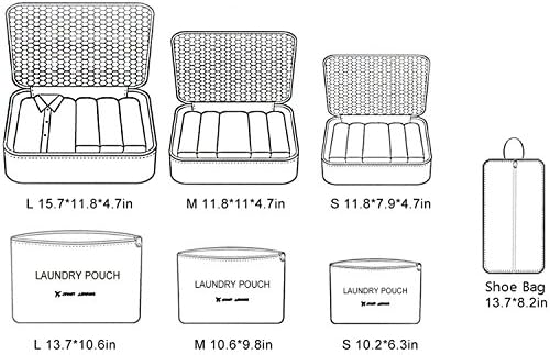 51jtiMhP0BL._AC_.jpg Mossio 7 Set Packing Cubes with Shoe Bag - Travel Carry On Luggage Organizer