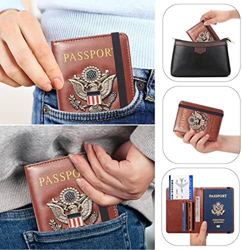 FACATH Passport Holder Cover Case Travel Wallet Case Passport Cards Protector Leather Card Case RFID Blocking Travel Accessories Document Organizer