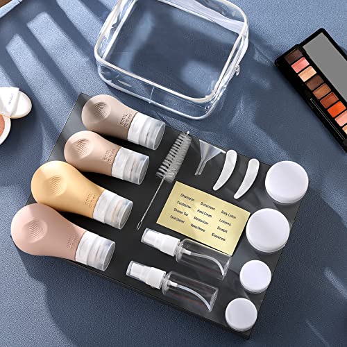 51mtY1y-8-L.jpg 16 Pack Travel Bottles Set for Toiletries, Gemice TSA Approved Travel Size Containers Leak Proof Silicone Squeezable Tubes Travel Accessories 2oz 3oz for Shampoo Conditioner Lotion Body Wash