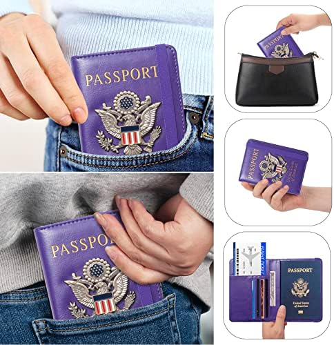 FACATH Passport Holder Cover Case Travel Wallet Case Passport Cards Protector Leather Card Case RFID Blocking Travel Accessories Document Organizer