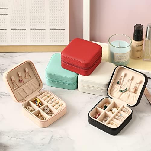 51swTN7wc2L._AC_.jpg ZPROW Travel Jewelry Case, Mini Portable Jewelry Travel Boxes, Small Jewelry Organizer for Rings, Earrings, Pendants, Watches, Necklaces, Lipsticks Organizer Storage Holder Case (Pink)