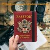 FACATH Passport Holder Cover Case Travel Wallet Case Passport Cards Protector Leather Card Case RFID Blocking Travel Accessories Document Organizer