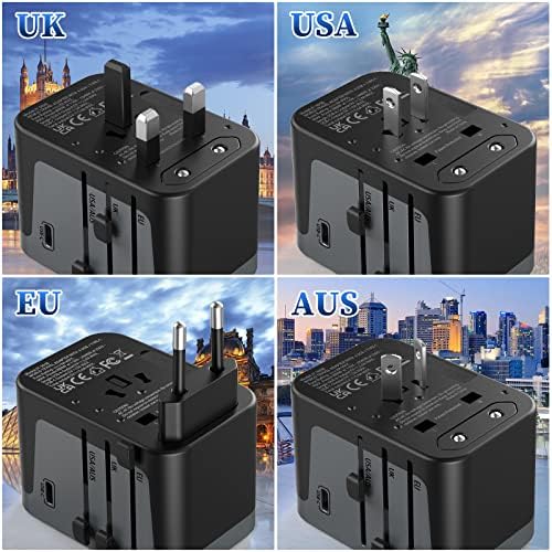 51v7Hpx5LfL._AC_.jpg Universal Travel Adapter, Redagod International Adaptor 4 USB A 1 USB C Ports, AC Power Plug Adapter All-in-one Travel Charger Outlet Converter for Europe UK AUS Asia Japan Covers 200+Countries