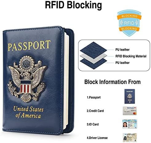 FACATH Passport Holder Cover Case Travel Wallet Case Passport Cards Protector Leather Card Case RFID Blocking Travel Accessories Document Organizer