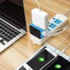 61OFt1j2cGL._AC_.jpg SAUNORCH Travel Adapter Worldwide, Universal International Power Plug Adapter W/2.4A 3xUSB-A and 3.0A Type-C Wall Charger, European Travel Plug Adapter for Europe UK EU US CA AU Italy Asia-Blue
