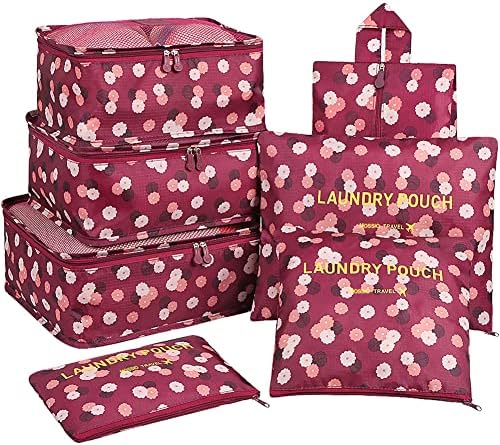 61V8vIWmBGL._AC_.jpg Mossio 7 Set Packing Cubes with Shoe Bag - Travel Carry On Luggage Organizer