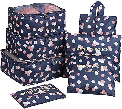 61WyOZoexGL._AC_.jpg Mossio 7 Set Packing Cubes with Shoe Bag - Travel Carry On Luggage Organizer