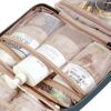 61jJtho6-wL.jpg NISHEL Travel Toiletry Bag for women, Portable Hanging Organizer for Full-Sized Shampoo, Conditioner, Brushes Set, Travel-Size Accessories, Lake-Blue
